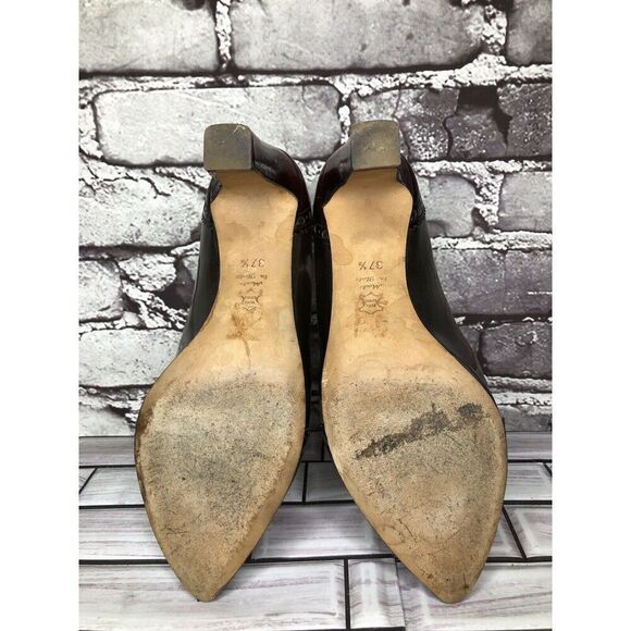 Mona Lisa Gray Blue Red Leather Pointed Toe Dress Heels Women’s Sz 37.5EU/7M US - Picture 6 of 16
